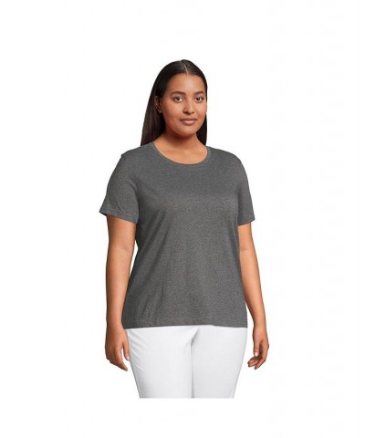 Women's Plus Size Relaxed Supima Cotton Short Sleeve Crewneck T-Shirt Charcoal heather $18.88 Tops