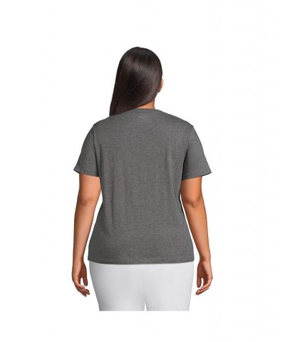 Women's Plus Size Relaxed Supima Cotton Short Sleeve Crewneck T-Shirt Charcoal heather $18.88 Tops