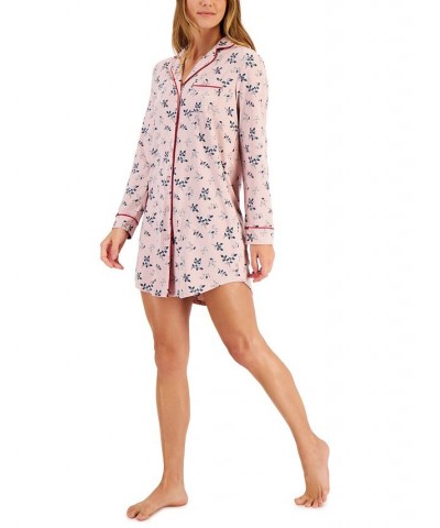 Sueded Super Soft Knit Sleepshirt Nightgown Chalky Rose Holiday Branch $11.59 Sleepwear