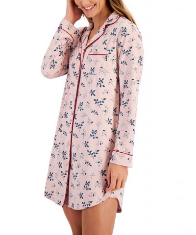 Sueded Super Soft Knit Sleepshirt Nightgown Chalky Rose Holiday Branch $11.59 Sleepwear