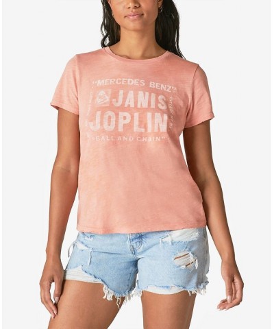 Women's Cotton Janis Joplin T-Shirt Multi $15.77 Tops