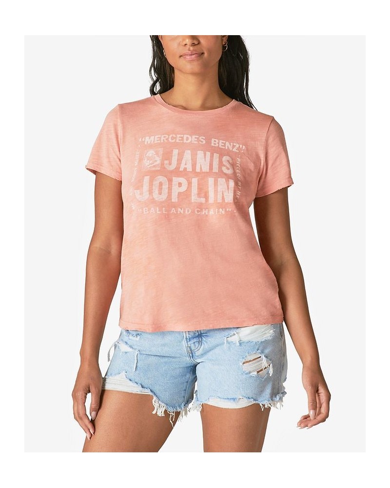 Women's Cotton Janis Joplin T-Shirt Multi $15.77 Tops