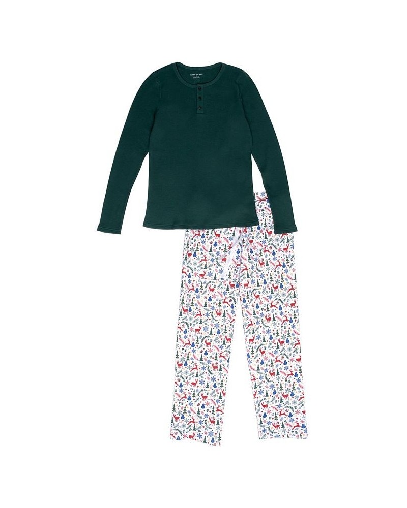 Christmas Peace Women's 2-Piece Pajama Set Dark Green $37.44 Sleepwear