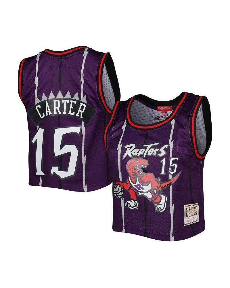 Women's Vince Carter Purple Toronto Raptors 1998 Hardwood Classics Crop Player Tank Top Purple $42.75 Tops