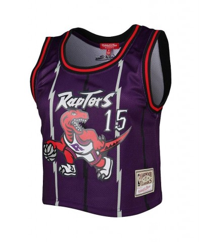 Women's Vince Carter Purple Toronto Raptors 1998 Hardwood Classics Crop Player Tank Top Purple $42.75 Tops