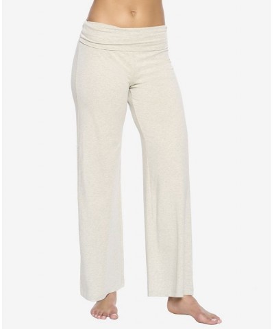 Women's Naturally Soft Wide Leg Roll Over Pant Pebble $27.26 Pants
