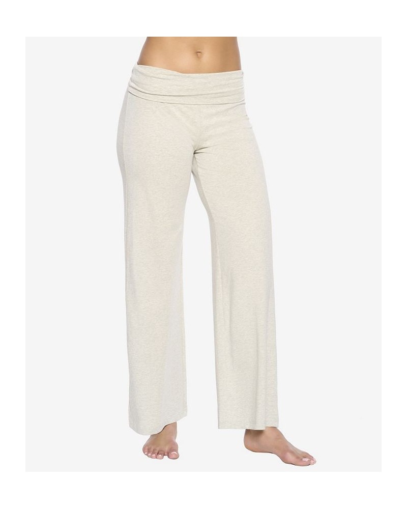 Women's Naturally Soft Wide Leg Roll Over Pant Pebble $27.26 Pants