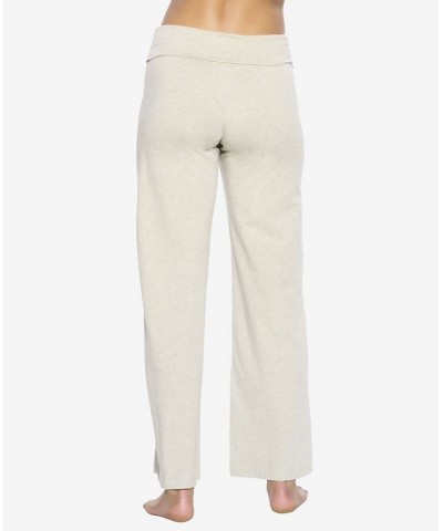 Women's Naturally Soft Wide Leg Roll Over Pant Pebble $27.26 Pants