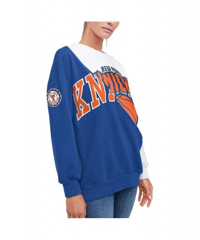 Women's Blue White New York Knicks Ariel Pullover Sweatshirt Blue, White $45.04 Sweatshirts