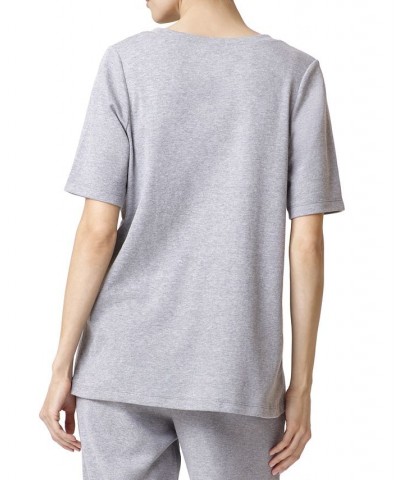 Wear Ever U R Lounge Elbow-Sleeve T-Shirt Gray $15.30 Sleepwear