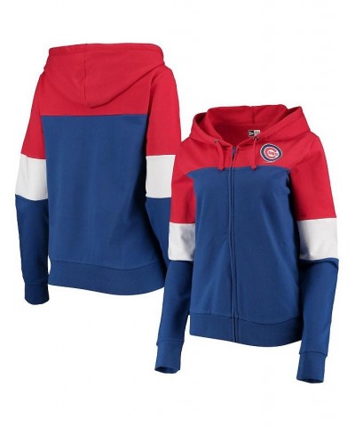 Women's Royal Chicago Cubs Colorblock French Terry Full-Zip Hoodie Royal $30.77 Sweatshirts