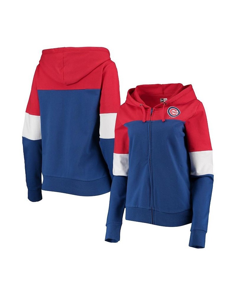 Women's Royal Chicago Cubs Colorblock French Terry Full-Zip Hoodie Royal $30.77 Sweatshirts