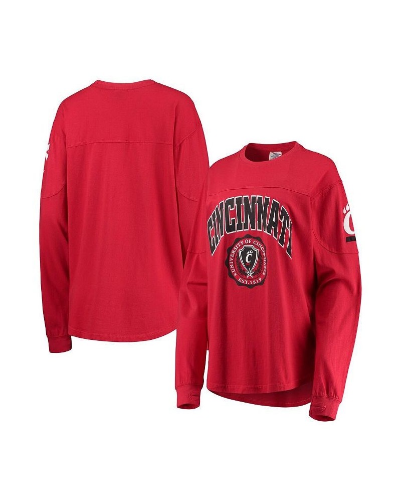 Women's Red Cincinnati Bearcats Edith Long Sleeve T-shirt Red $24.00 Tops