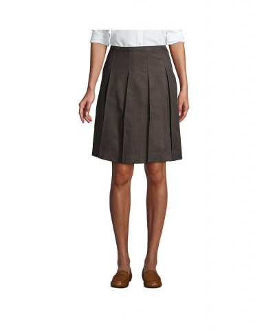 School Uniform Women's Tall Box Pleat Skirt Top of Knee Gray $32.37 Skirts