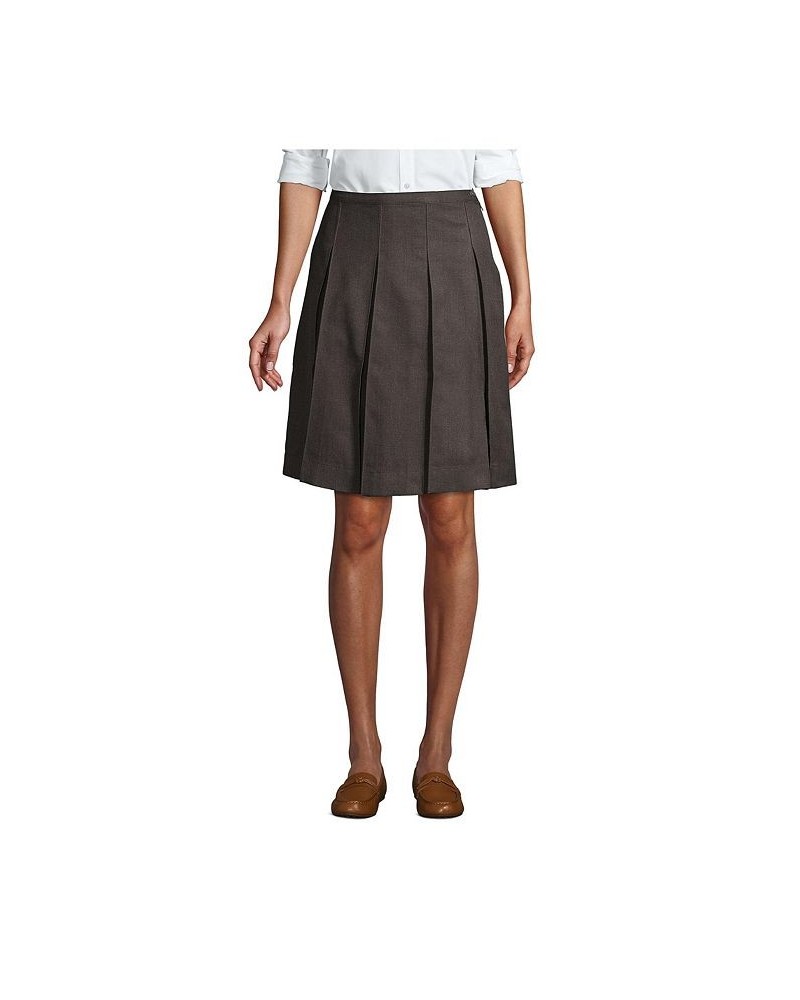 School Uniform Women's Tall Box Pleat Skirt Top of Knee Gray $32.37 Skirts