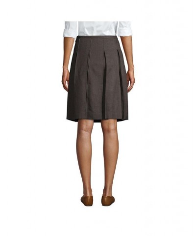 School Uniform Women's Tall Box Pleat Skirt Top of Knee Gray $32.37 Skirts