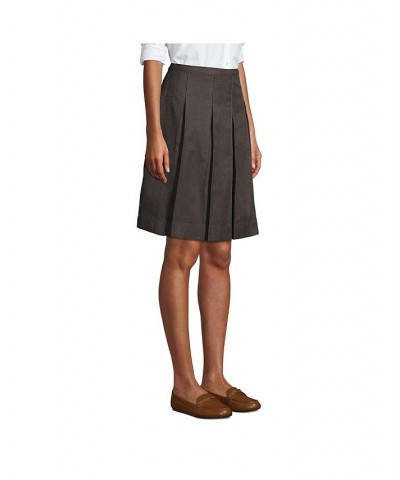 School Uniform Women's Tall Box Pleat Skirt Top of Knee Gray $32.37 Skirts