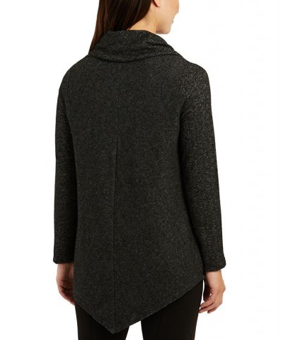 Juniors' Cowl-Neck V-Hem Pullover Sweater Heather Black $13.53 Sweaters