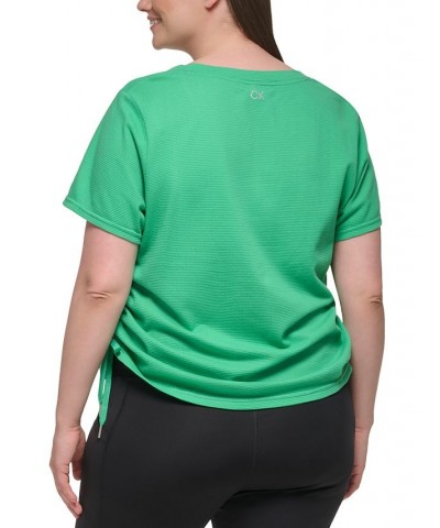 Plus Size Textured Side Ruched T-Shirt Clover $17.26 Tops