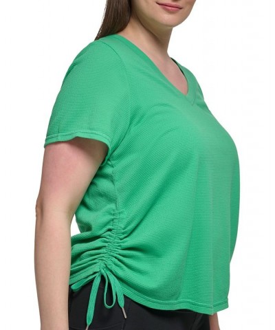 Plus Size Textured Side Ruched T-Shirt Clover $17.26 Tops