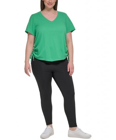 Plus Size Textured Side Ruched T-Shirt Clover $17.26 Tops