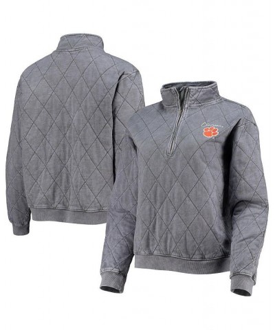Women's Charcoal Clemson Tigers Unstoppable Chic Quilted Quarter-Zip Jacket Charcoal $32.20 Jackets