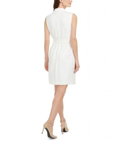 Zip-Front Belted Dress Cream $47.99 Dresses