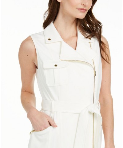 Zip-Front Belted Dress Cream $47.99 Dresses