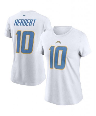 Women's Justin Herbert White Los Angeles Chargers Player Name Number T-shirt White $23.00 Tops