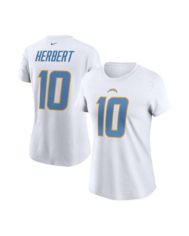 Women's Justin Herbert White Los Angeles Chargers Player Name Number T-shirt White $23.00 Tops