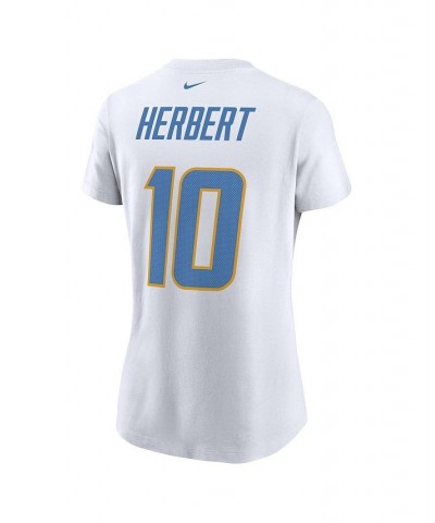 Women's Justin Herbert White Los Angeles Chargers Player Name Number T-shirt White $23.00 Tops