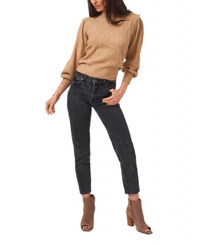 Women's Variegated Cables Crew Neck Sweater Latte Heather $30.43 Sweaters