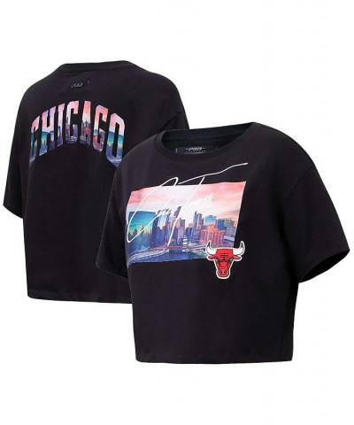 Women's Black Chicago Bulls Cityscape Crop Boxy T-shirt Black $20.50 Tops
