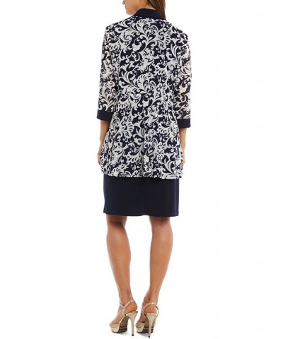 Petite Sheath Dress & Printed Jacket Navy/White $39.24 Dresses