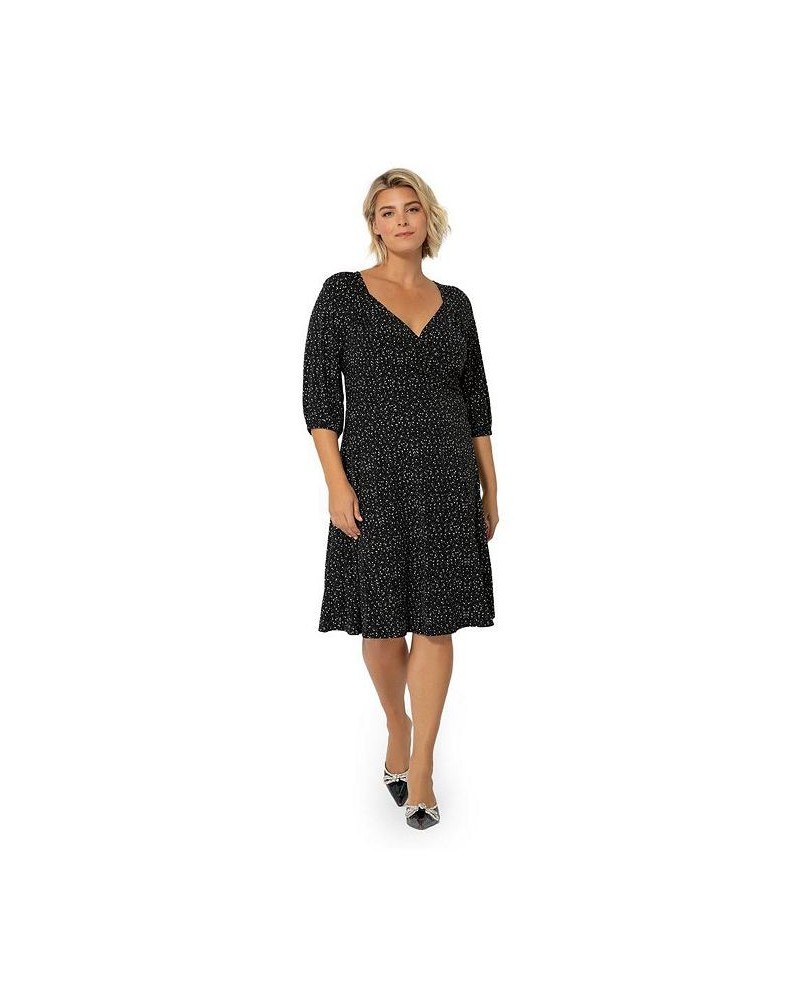 Women's Plus Size Puff-Sleeve Sweetheart Becca Dress Black $79.00 Dresses