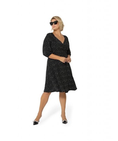 Women's Plus Size Puff-Sleeve Sweetheart Becca Dress Black $79.00 Dresses