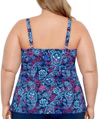 Plus Size Triple Tier Printed Tankini Top Spring Fling $39.48 Swimsuits