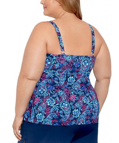 Plus Size Triple Tier Printed Tankini Top Spring Fling $39.48 Swimsuits