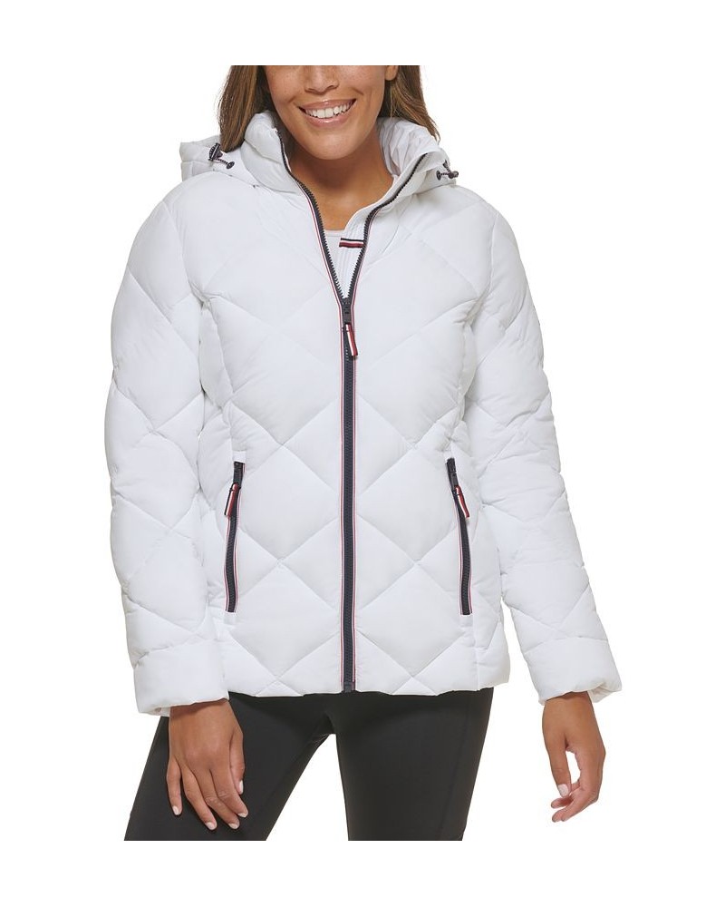 Women's Quilted Hooded Packable Puffer Coat White $48.10 Coats