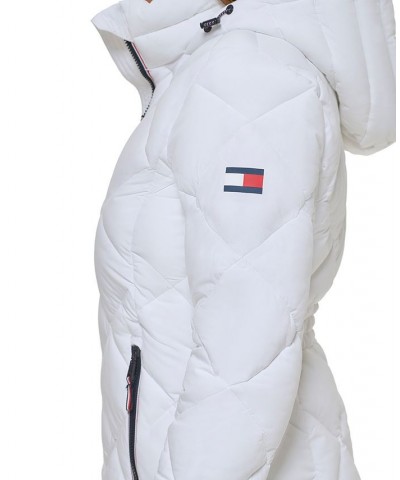 Women's Quilted Hooded Packable Puffer Coat White $48.10 Coats