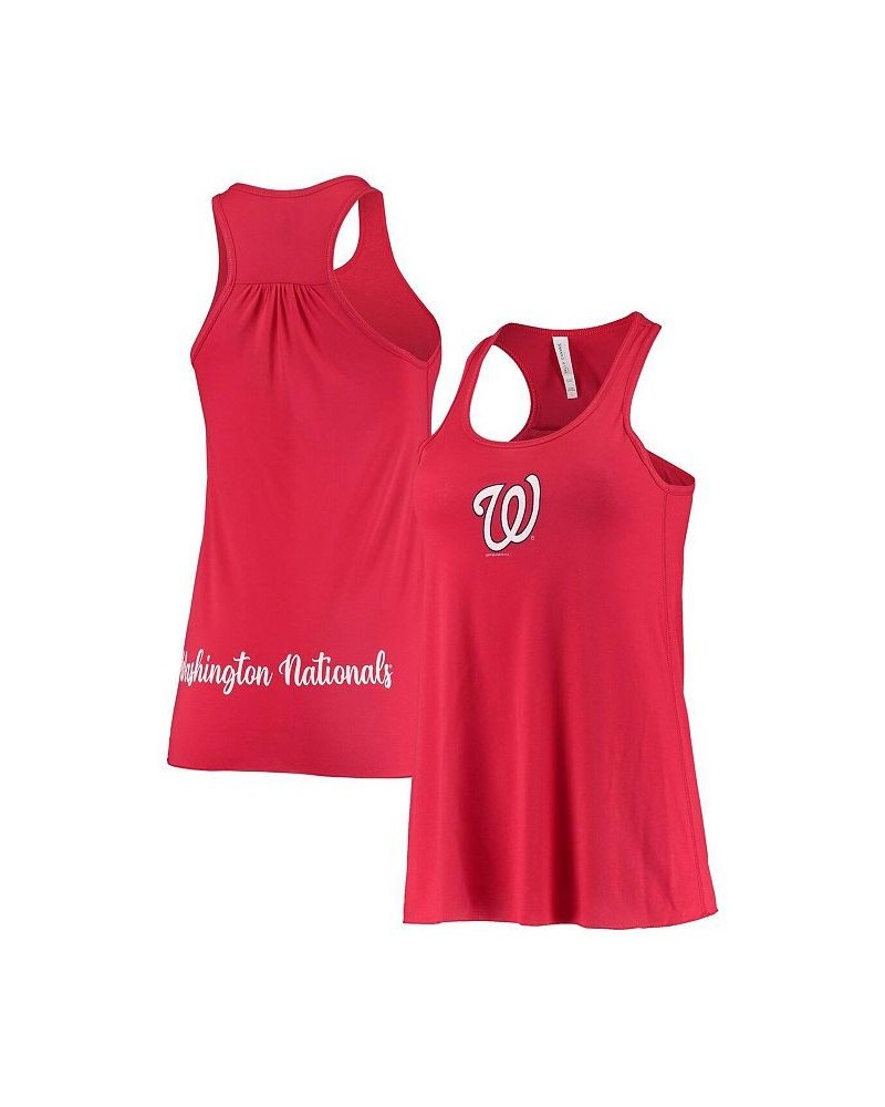 Women's Red Washington Nationals Front and Back Tank Top Red $26.49 Tops