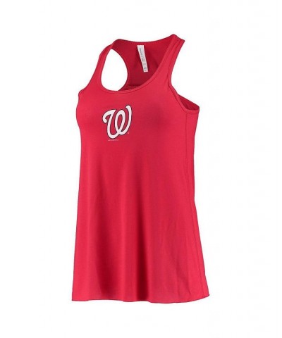 Women's Red Washington Nationals Front and Back Tank Top Red $26.49 Tops