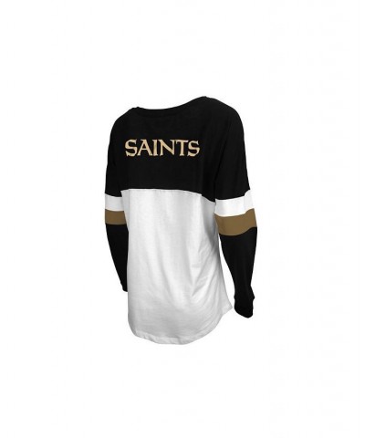 5th & Ocean New Orleans Saints Women's Lace Up Long Sleeve T-Shirt Black/White $19.36 Tops