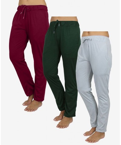 Women's Loose Fit Classic Lounge Pants Pack of 3 Burgundy, Heather Gray, Hunter $36.57 Pants