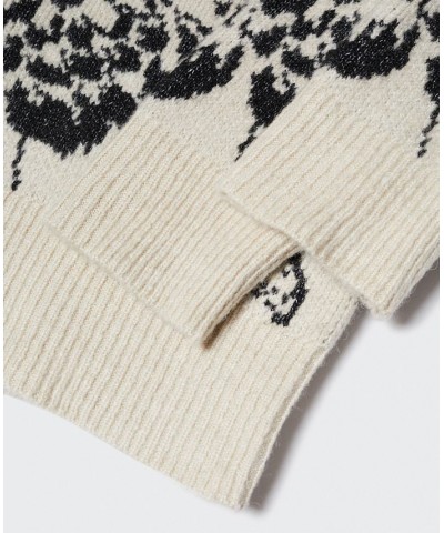 Women's Flowers Knit Sweater Ecru $46.79 Sweaters