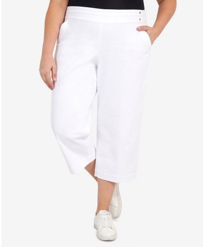 Plus Size Banded Denim Capri Pants White $31.61 Pants