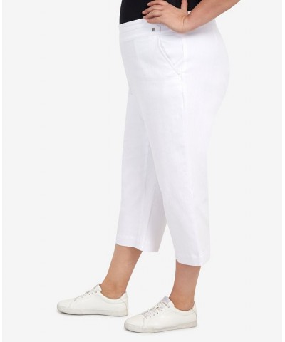 Plus Size Banded Denim Capri Pants White $31.61 Pants