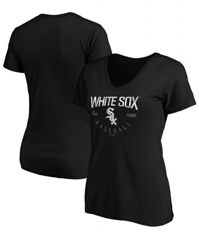 Women's Black Chicago White Sox Live For It V-Neck T-shirt Black $23.19 Tops