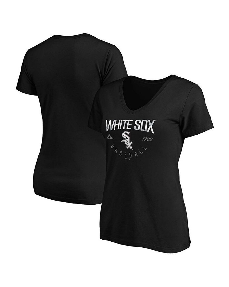 Women's Black Chicago White Sox Live For It V-Neck T-shirt Black $23.19 Tops