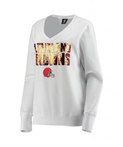 Women's White Cleveland Browns Victory V-Neck Pullover Sweatshirt White $39.10 Sweatshirts